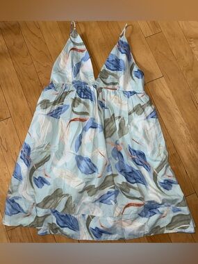 Abercrombie & Fitch Light Blue Floral Print Spaghetti Strap Dress